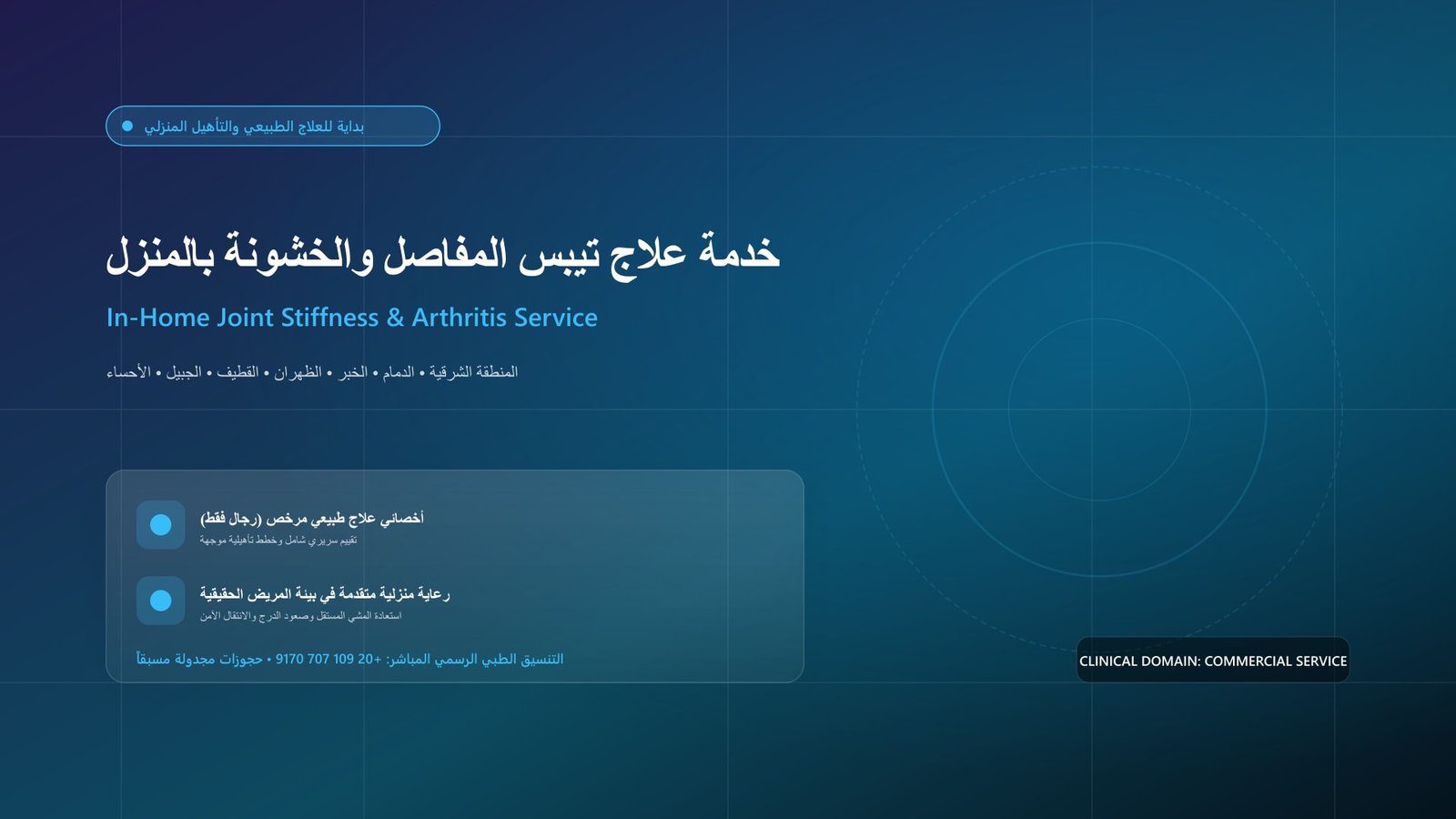 أخصائي علاج طبيعي مرخص يقدم جلسة تأهيلية لحالة علاج تيبس المفاصل والخشونة بالمنزل داخل منزل بالمنطقة الشرقية